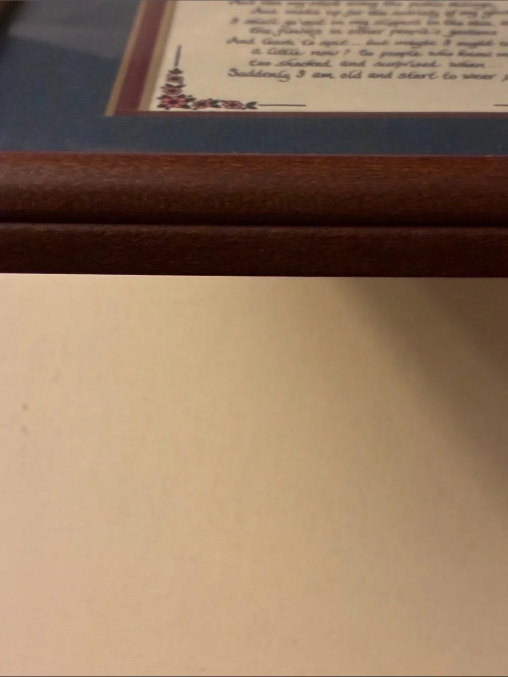 Poem “When I am an Old Woman… Art in Brown Frame with Blue Mat